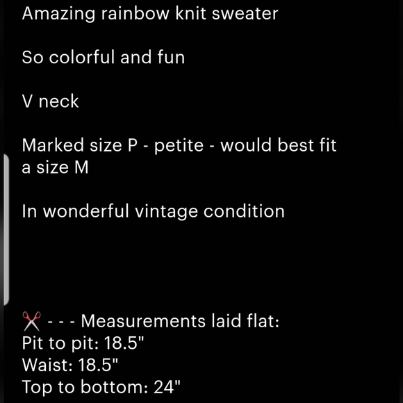 VINTAGE RAINBOW KNIT SWEATER VEST 80S RETRO PETITE FALL WINTER PREPPY SLEEVELESS - Picture 8 of 8